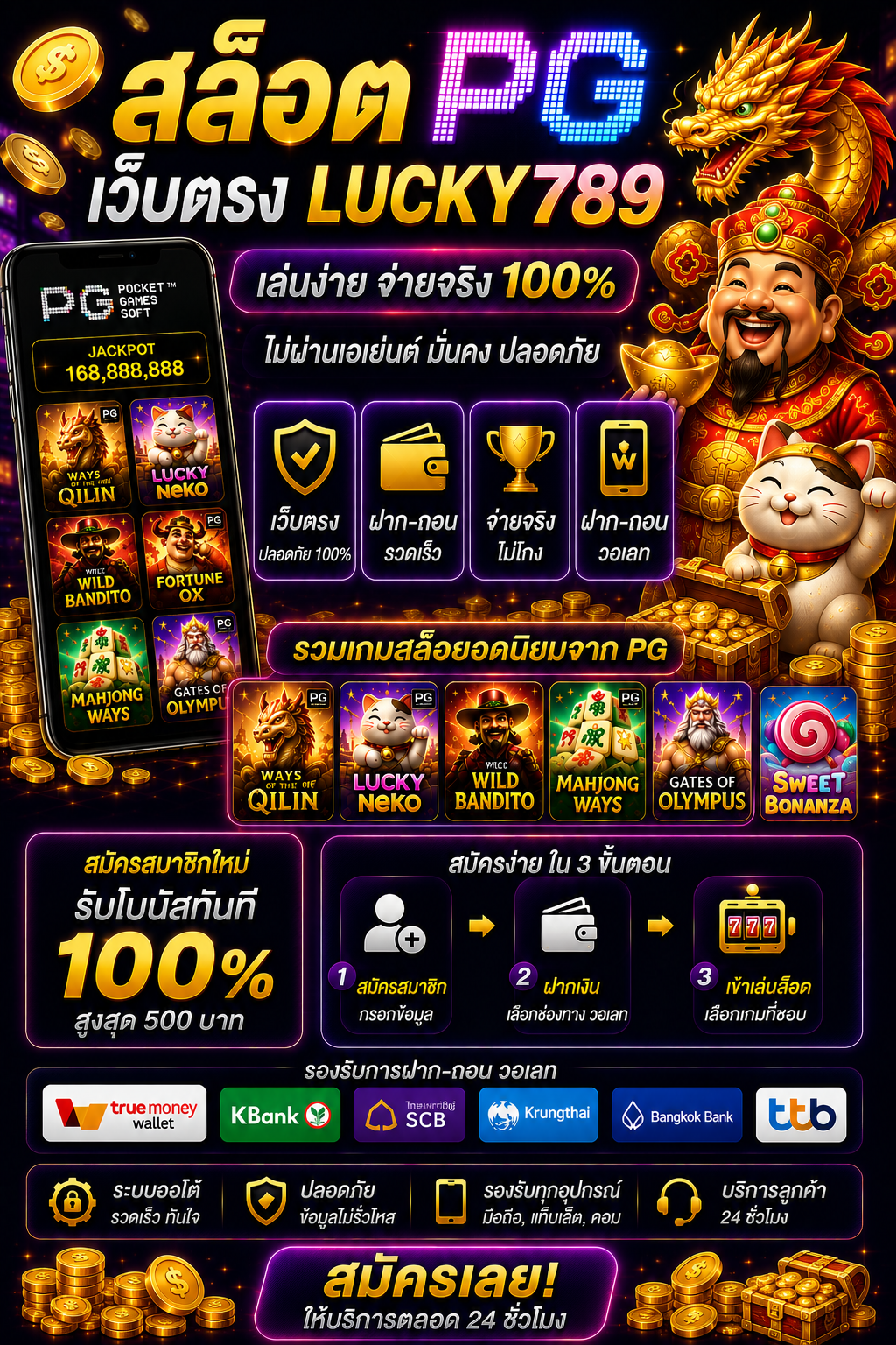 สล็อต เว็บตรง pg lucky789 เล่นลื่น โหลดไว รองรับมือถือทุกระบบ 🎰
