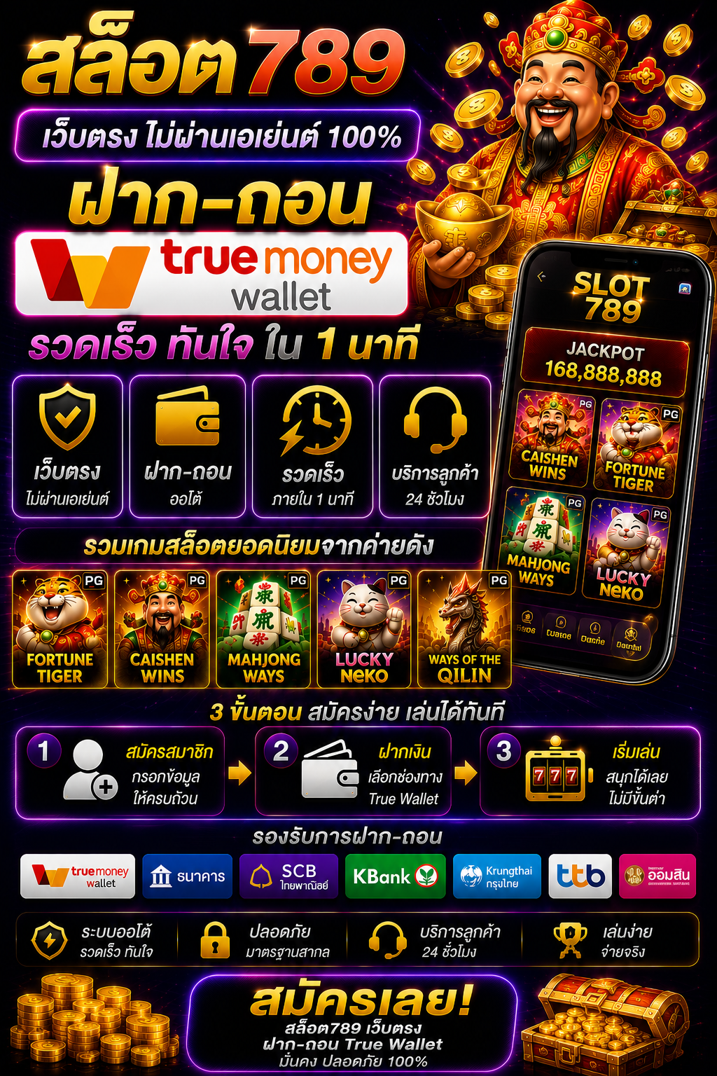 สล็อตสล็อต789 ฝาก-ถอน true wallet เว็บตรง โหลดไว เล่นลื่นทุกระบบ 🎰