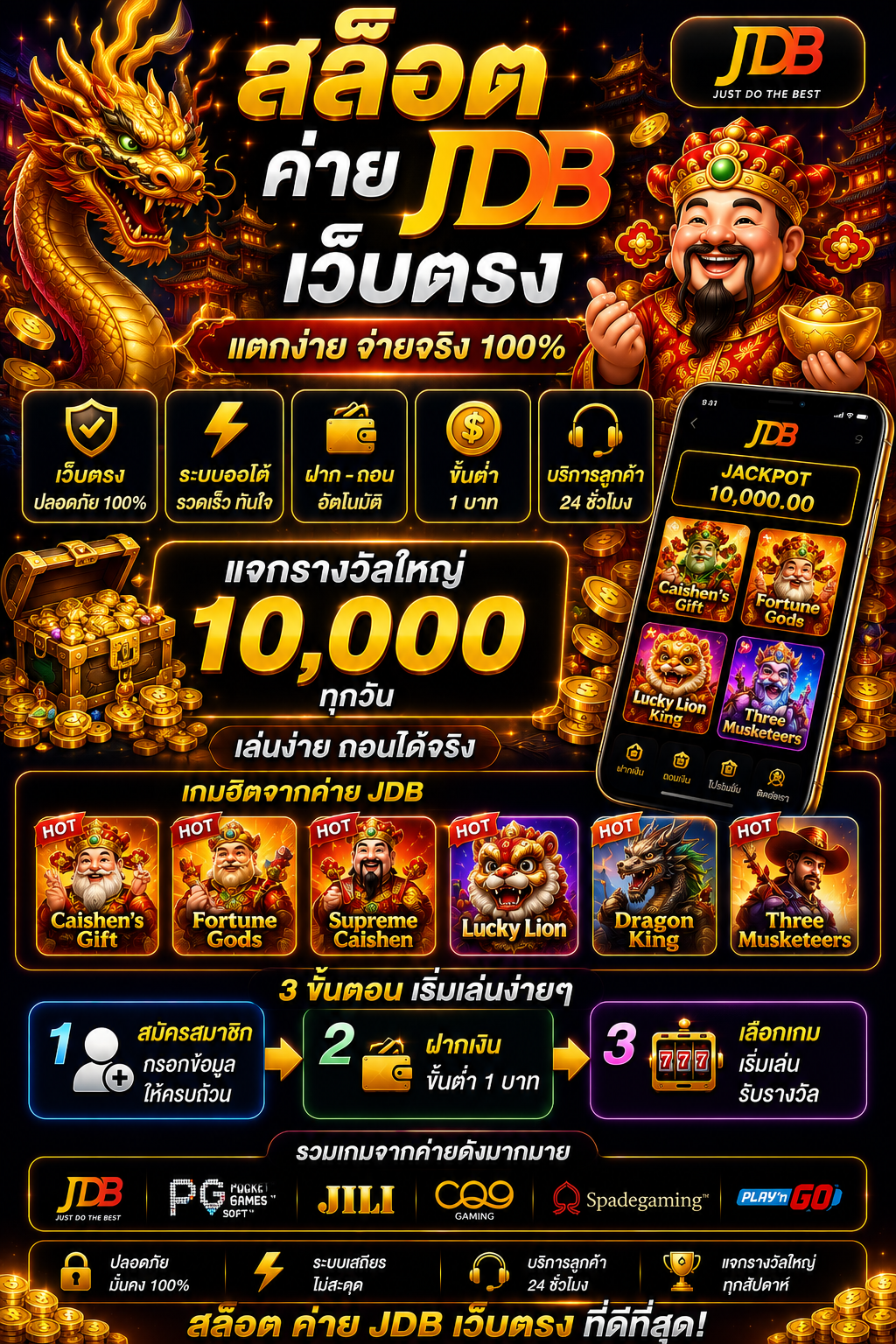 สัมผัสประสบการณ์ใหม่กับ สล็อต ค่าย jdb เว็บตรง ระบบทันสมัย โหลดเร็ว ใช้งานง่าย รองรับทุกอุปกรณ์ พร้อมกราฟิกสมจริงและความบันเทิงออนไลน์