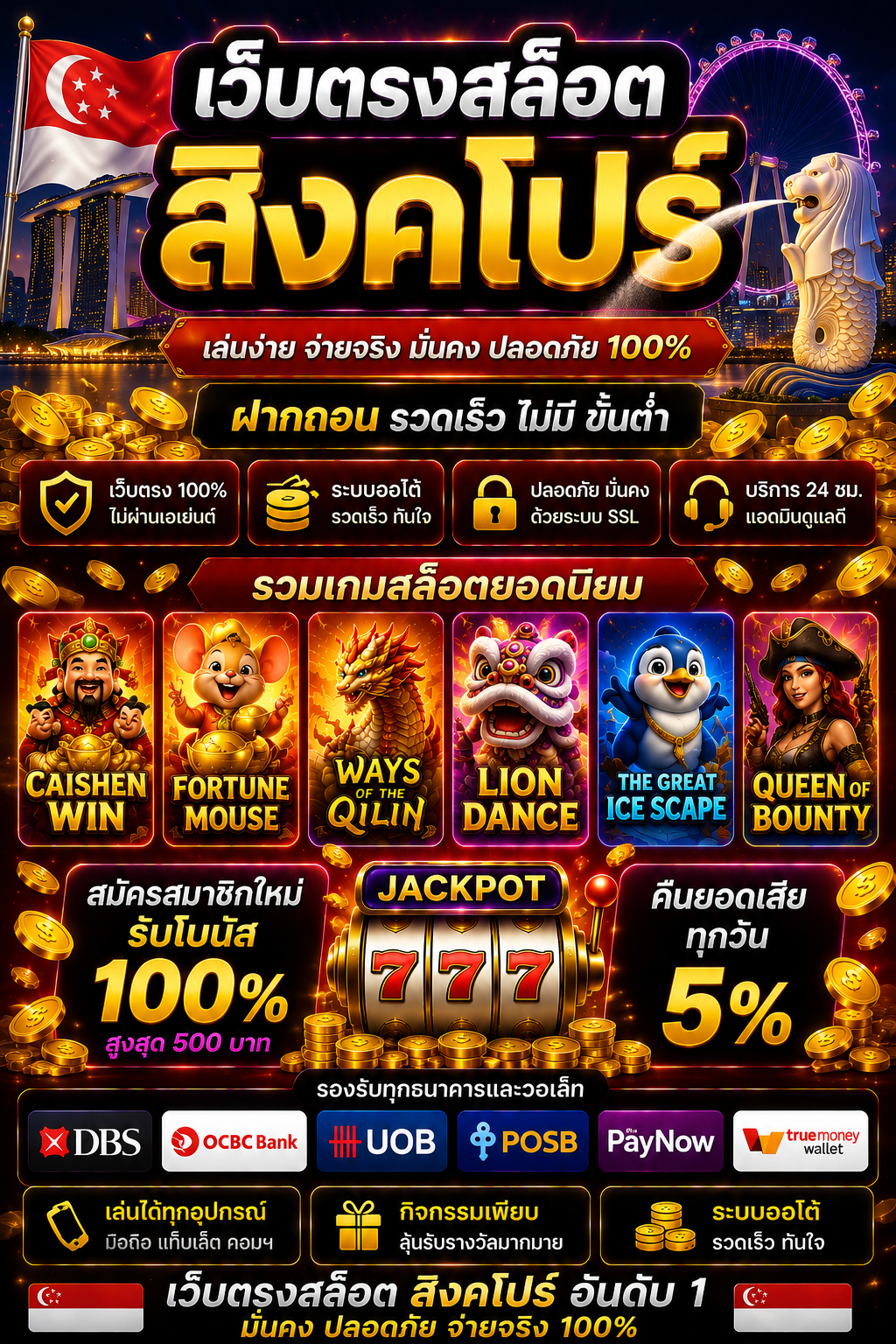เว็บตรงสล็อต สิงคโปร์ ตรง เกมออนไลน์ยุคใหม่ โหลดไว เล่นลื่น